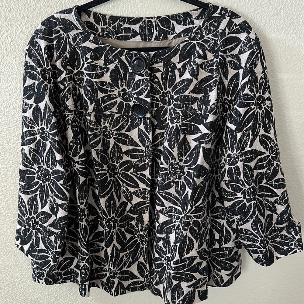 Michael Kors Black Floral Swing Jacket Size 1X - Picture 1 of 11